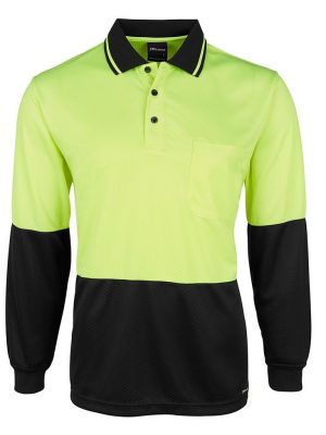Hi Vis L/S Jaquard Knit Non Cuff Polo