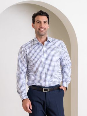 OXFORD CHECK LONG SLEEVE SHIRT in Blue