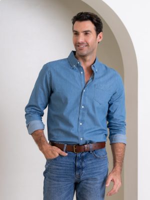 MENS BLUE DENIM SHIRT IN BLUE