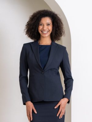 WOMENS WASHABLE ONE BUTTON JACKETin Navy