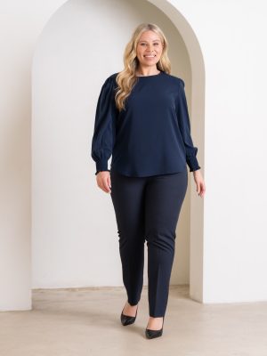 WOMENS WASHABLE SLIM LEG PANT In Navy