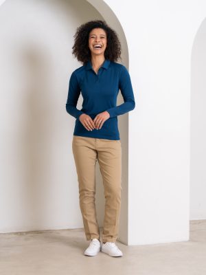 Ladies Bamboo Charcoal Eco Fabric Long Sleeve Polo.