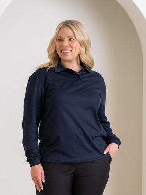 WOMENS SIGNATURE LONG SLEEVE POLO in NAVY