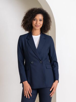 Women’s Renew Double Breasted Longline Jacket in Navy Dusk