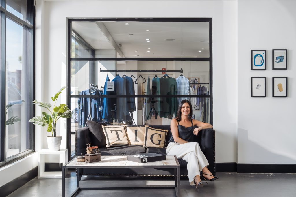 pam sitting in new office