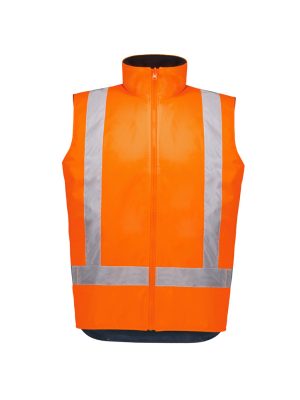 ZV228 Orange Unisex Hi Vis Waterproof Reversible Vest front ghost image