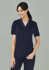 CST043LS model photo of womens riley v neck scrub top