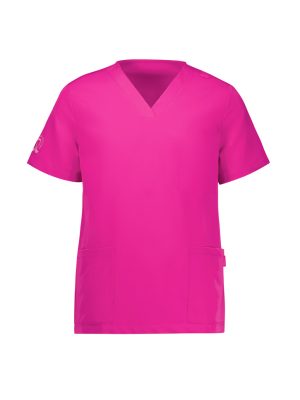 CST245LS Womens Pink V-Neck Scrub Top front