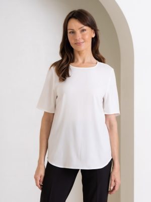 TAYLOR SHORT SLEEVE TOP In Ivory