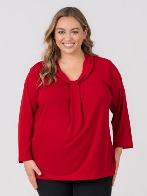 red pippa knit 3/4 cropped