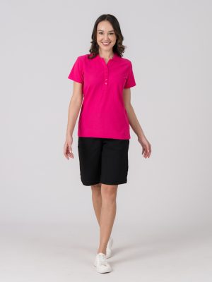 womens fuschia crew polo and comfort cargo short