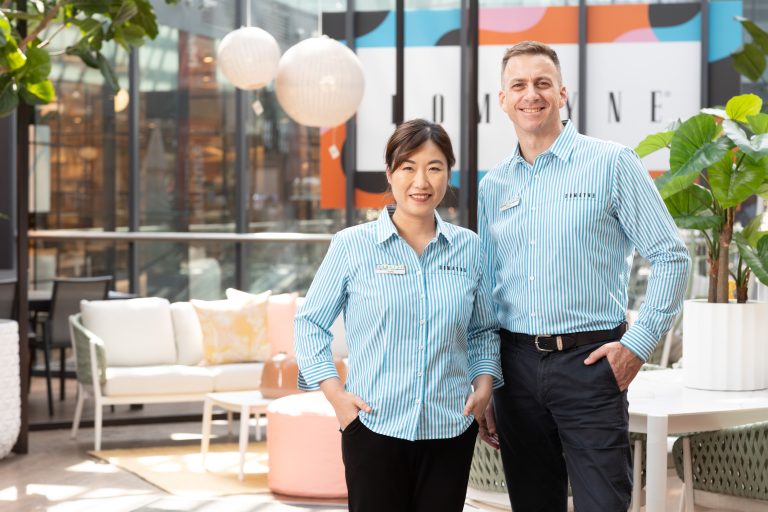 landscape group shot of domayne retail shirts