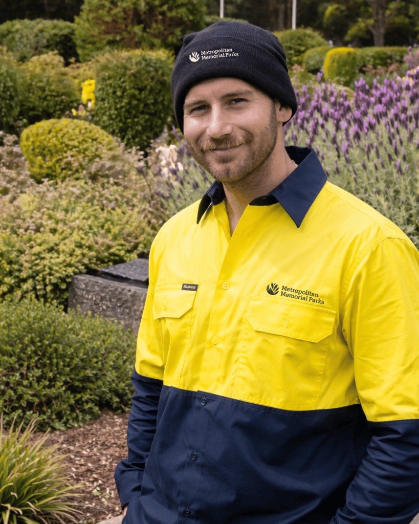 Metropolitan memorial Parks staff uniform ft hi vis drill shirt